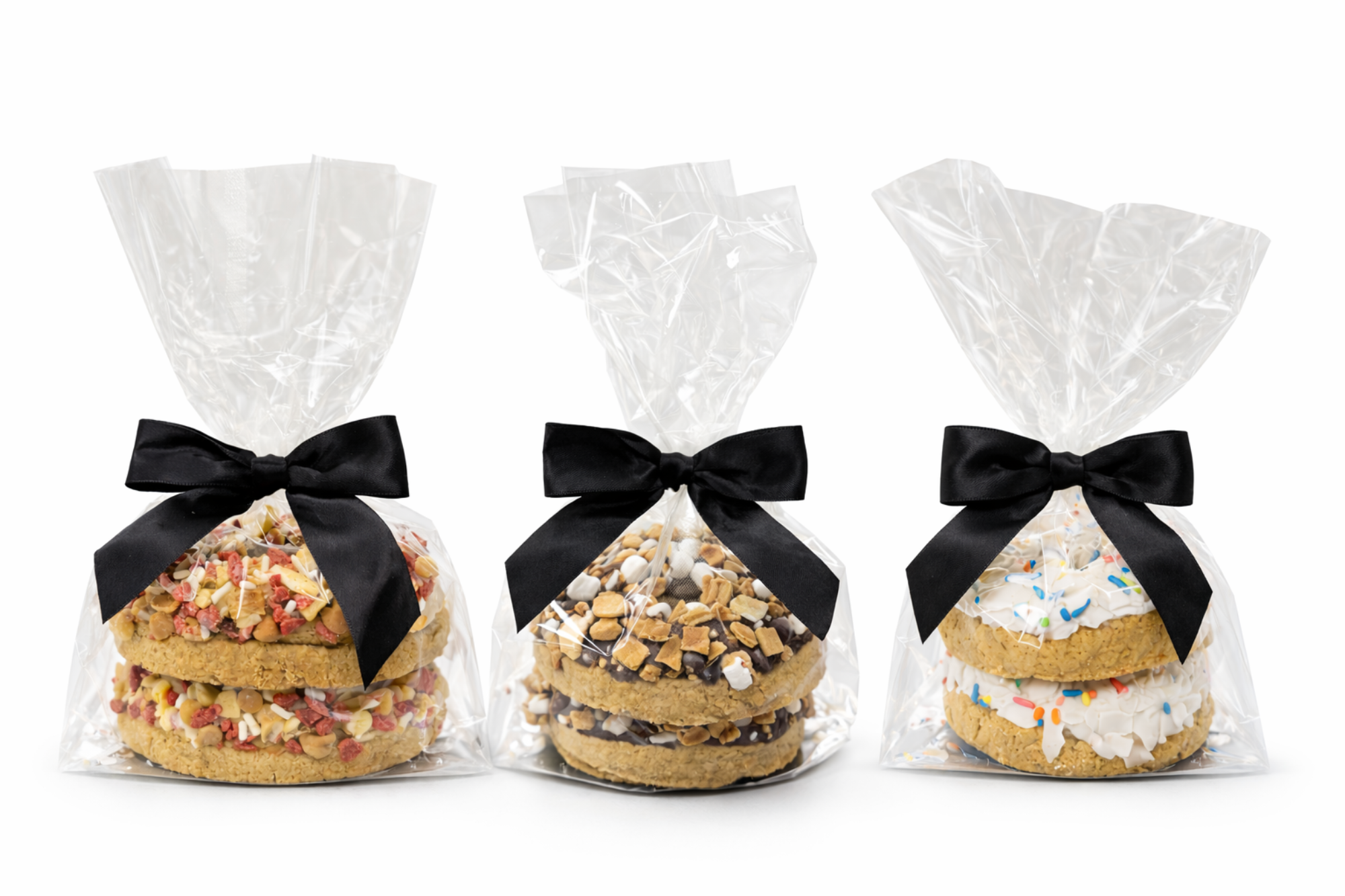 Treat Shop Donuts half dozen dog treat bundle with Birthday, Hound Dog, and S’mores flavors (6 total donuts