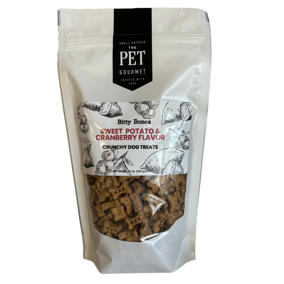 Package of Pet Gourmet Bitty Bones Sweet Potato & Cranberry Crunchy Dog Treats