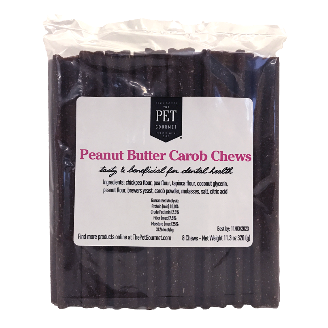 Peanut Butter Carob Gourmet Chew Sticks for Dogs 8 Pack